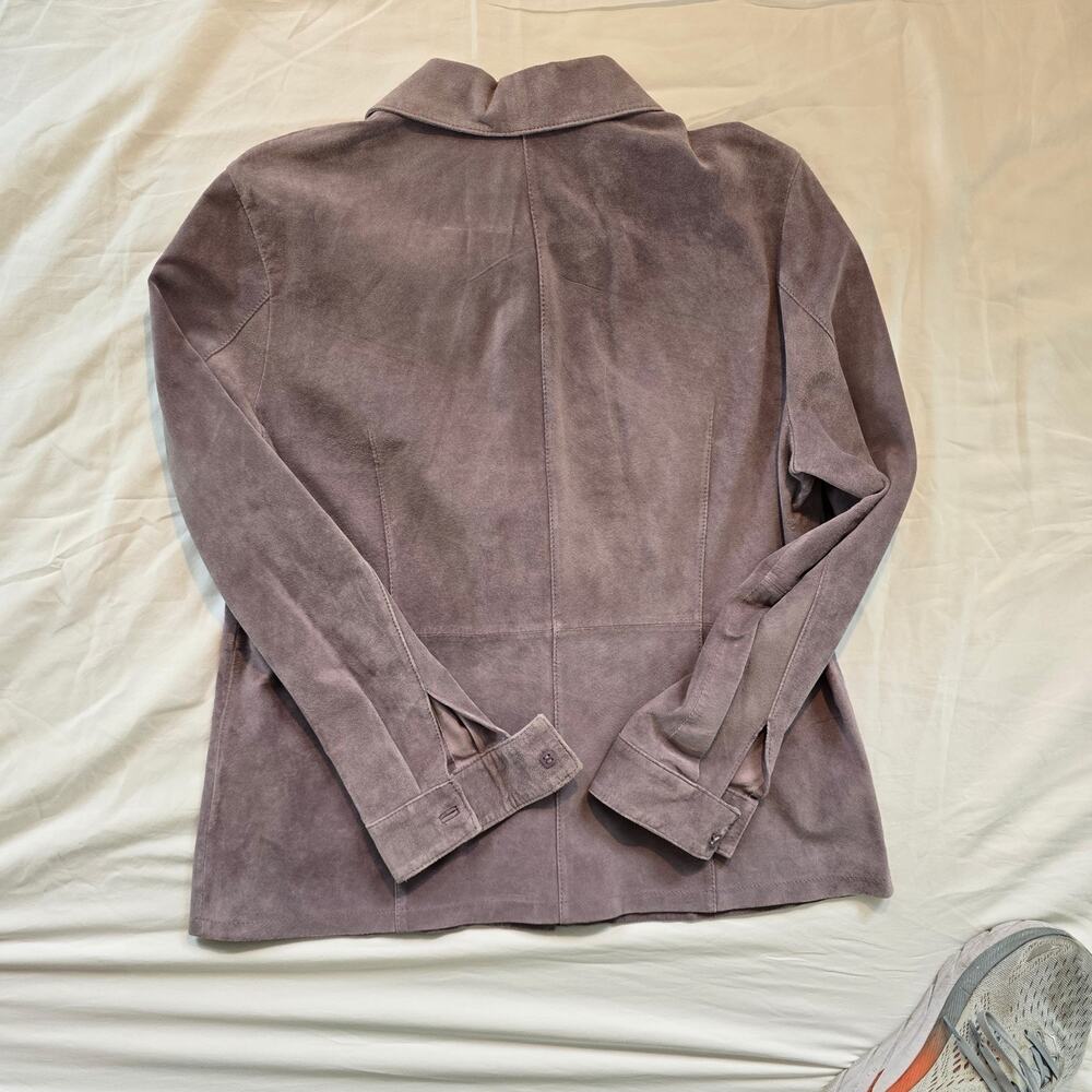 Bernardo Women Lavendar LongSleeve Buttonup Suede Western Shacket size L petite - Picture 6 of 6